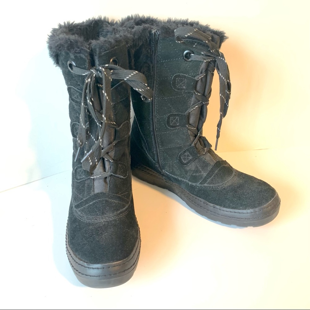 BARETRAPS Suede and Faux Fur Lara Lace Up Winter Boots—SZ. 7